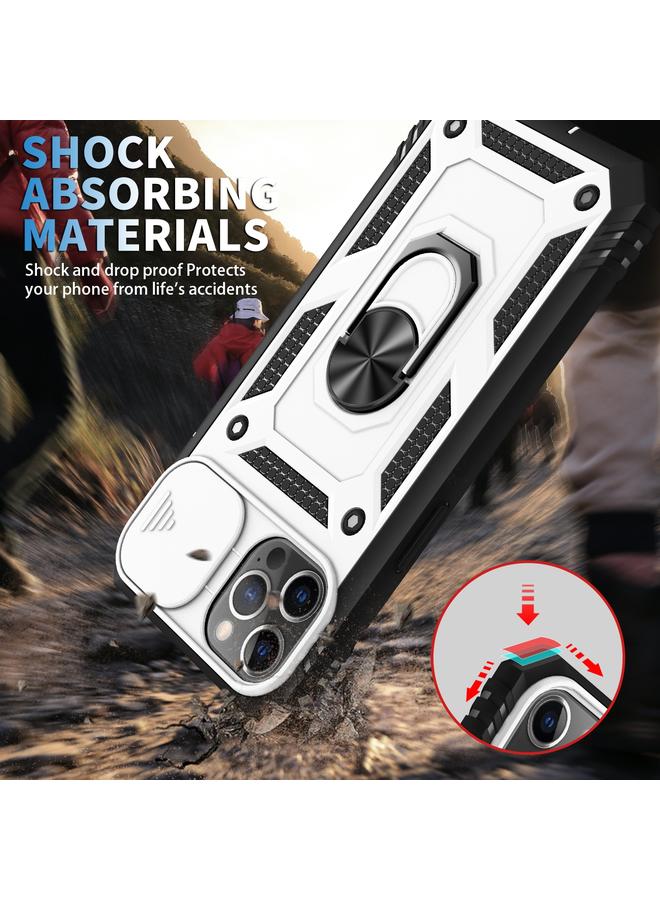 زبون جراب لهاتف iPhone 12 Pro Max بتصميم غطاء كاميرا منزلق مصنوع من مادة TPU + PC مع حامل دوار 360 درجة وفتحة بطاقة - Image 3