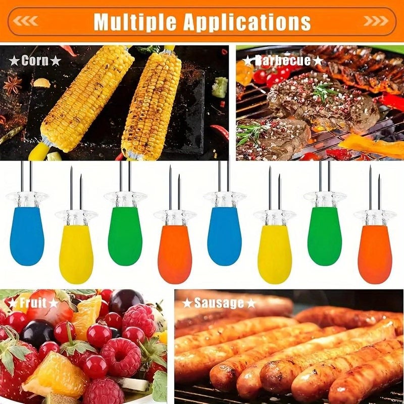 Yellow 5 Pack Stainless Steel Corn Holders Heat Resistant Silicone Handle Non Slip Non Stick Grip Food Grade Easy Clean Kitchen Utensil - Image 5