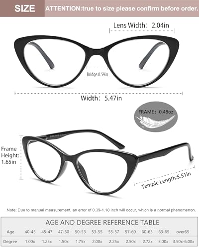 EYEURL 4-Pack Reading Glasses for Women-Cat Eye Blue Light Blocking Fashion Reader mit Spring Hinge,Anti-Glare Cat Eye Reading Glasses for Women,2.0 - Image 4