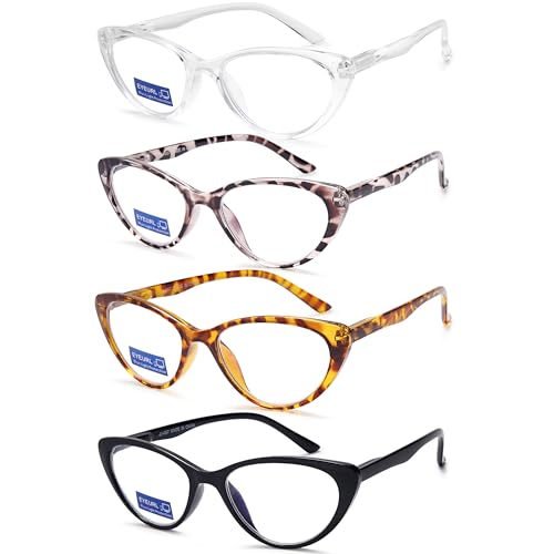 EYEURL 4-Pack Reading Glasses for Women-Cat Eye Blue Light Blocking Fashion Reader mit Spring Hinge,Anti-Glare Cat Eye Reading Glasses for Women,2.0 - Image 2