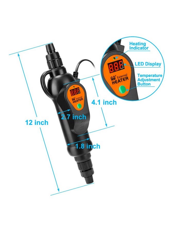 DATOO - Aquarium External Heater InLine Fish Tank External Heater 300W For Canister Filter - Image 1