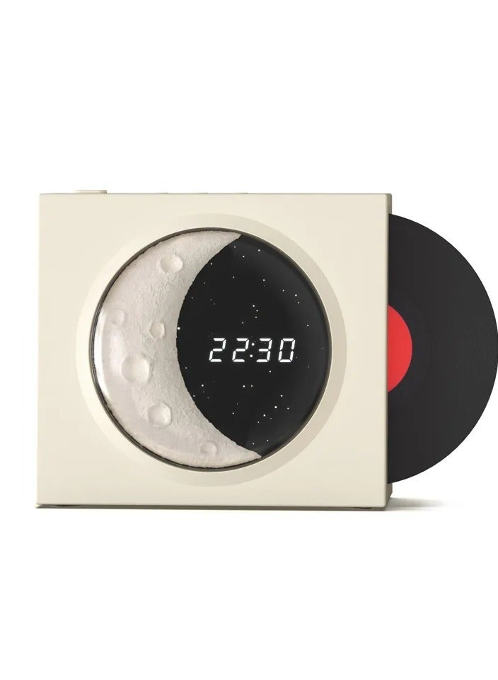 Vinyl Player Speaker, Portable Speaker Support TF Card with Time Display Speaker with Digital Clock for Bedroom  - Image 1