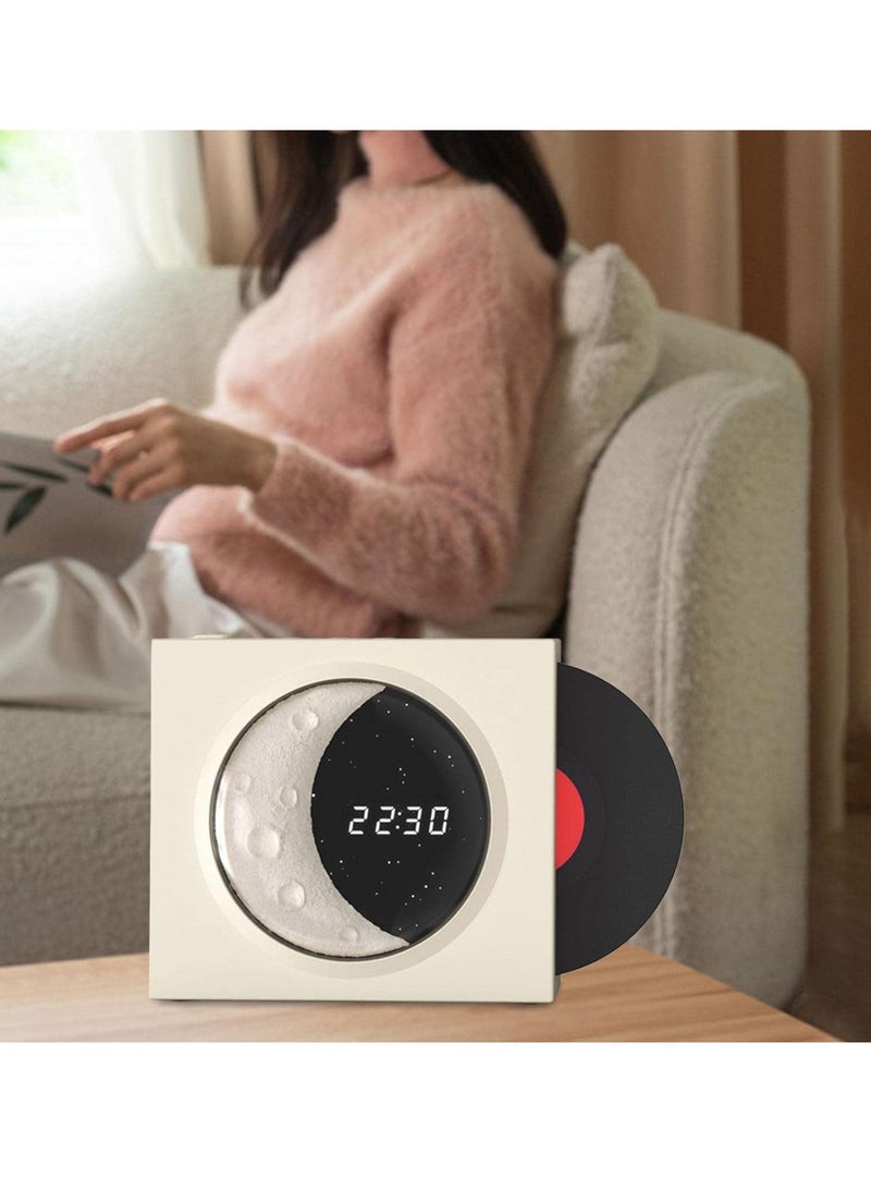Vinyl Player Speaker, Portable Speaker Support TF Card with Time Display Speaker with Digital Clock for Bedroom  - Image 3