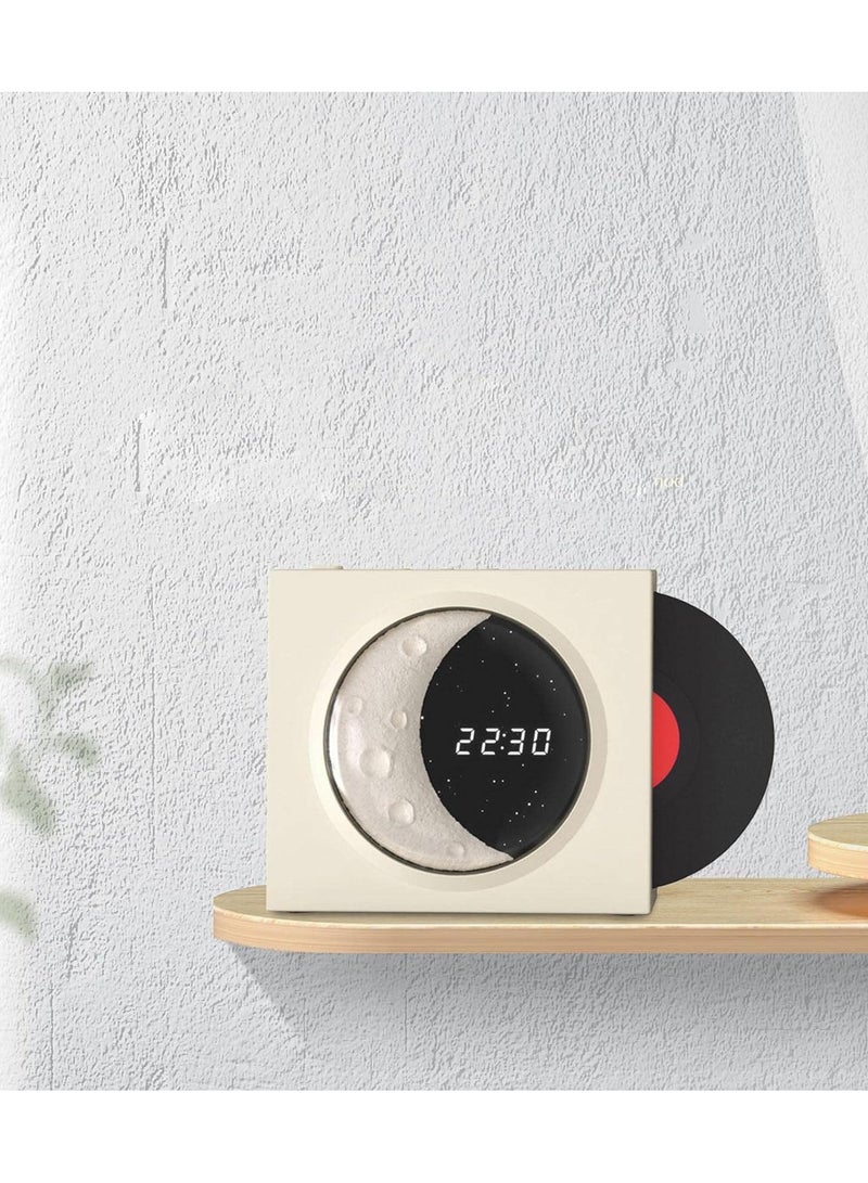 Vinyl Player Speaker, Portable Speaker Support TF Card with Time Display Speaker with Digital Clock for Bedroom  - Image 2