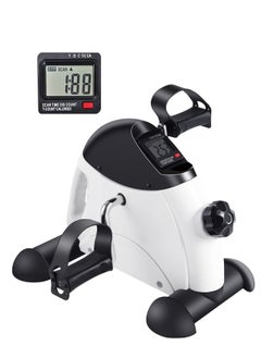 Under Desk Bike Pedal Exerciser, Mini Exercise Bike for Arm/Leg Exercise, Under Desk Exercise with LCD Screen Display for Home/Office Workout, White