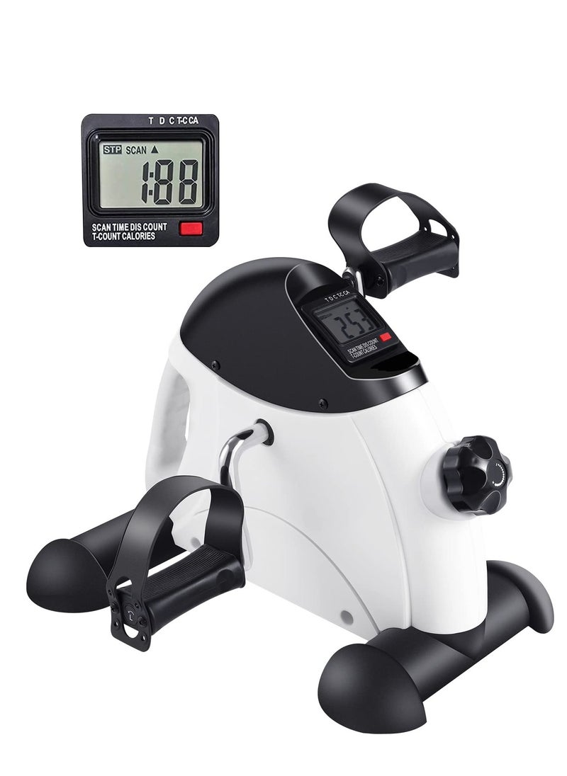 SYOSI - Under Desk Bike Pedal Exerciser, Mini Exercise Bike for Arm/Leg Exercise, Under Desk Exercise with LCD Screen Display for Home/Office Workout, White - Image 1