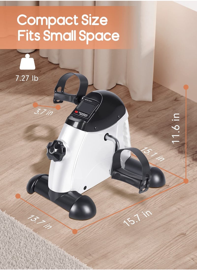 SYOSI - Under Desk Bike Pedal Exerciser, Mini Exercise Bike for Arm/Leg Exercise, Under Desk Exercise with LCD Screen Display for Home/Office Workout, White - Image 1