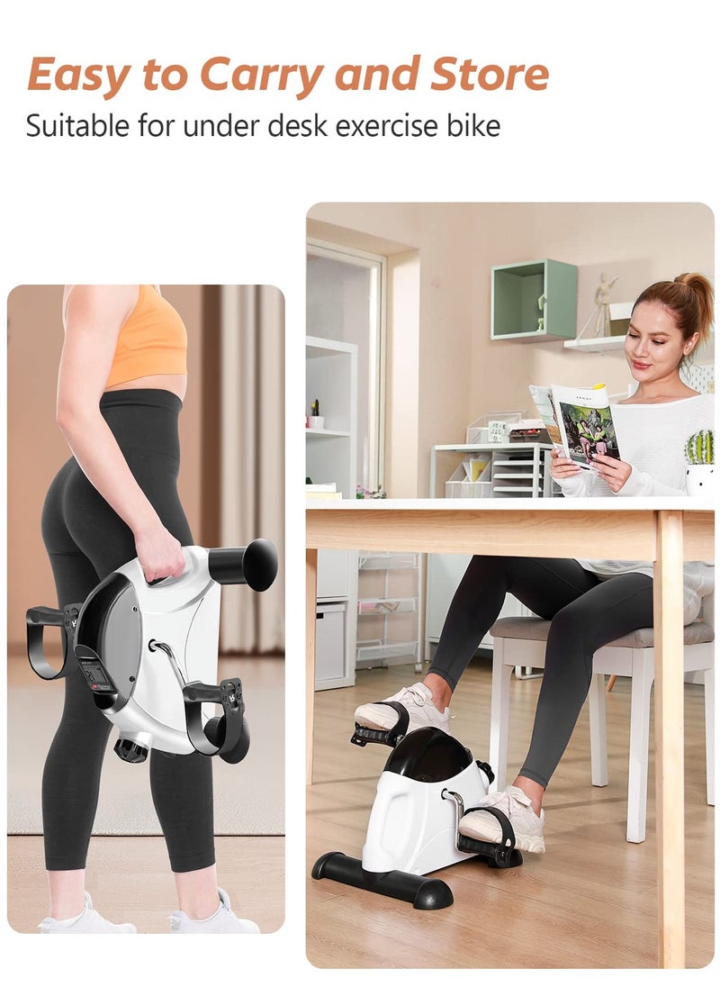 SYOSI - Under Desk Bike Pedal Exerciser, Mini Exercise Bike for Arm/Leg Exercise, Under Desk Exercise with LCD Screen Display for Home/Office Workout, White - Image 1