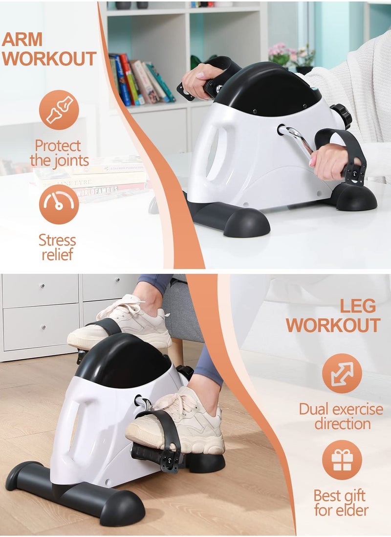SYOSI - Under Desk Bike Pedal Exerciser, Mini Exercise Bike for Arm/Leg Exercise, Under Desk Exercise with LCD Screen Display for Home/Office Workout, White - Image 1