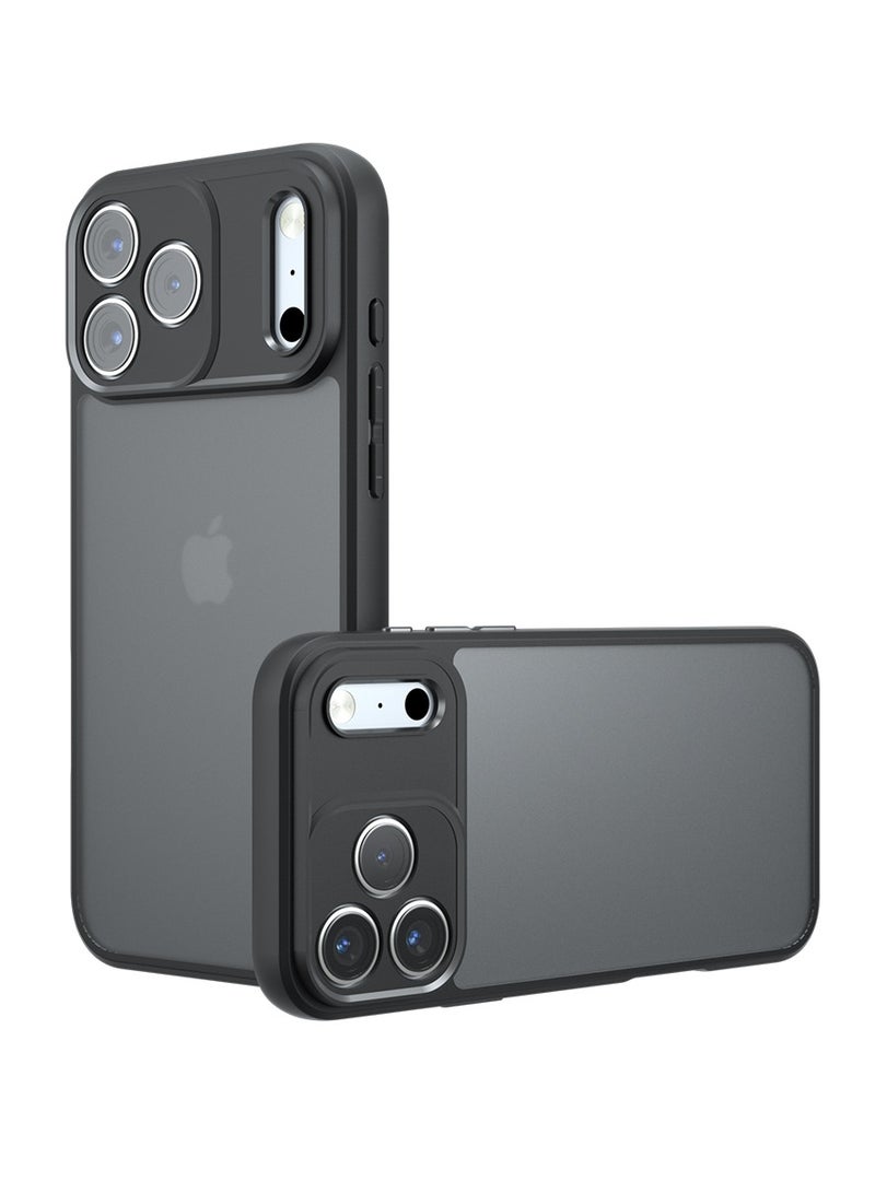 كابتن تيك Matte Case for iPhone 17 Pro Max - Military Anti-fall Protective Case with Matte Transluscent PC Back and Soft TPU Edge, Anti-Fingerprint - Black