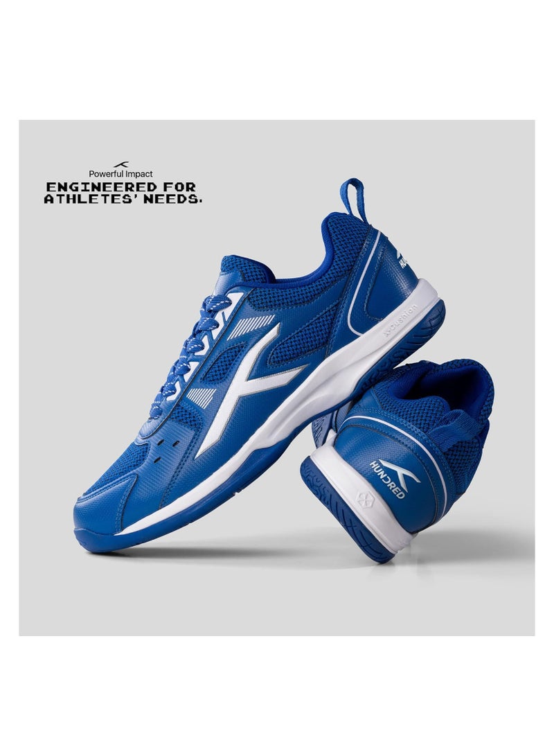 HUNDRED Raze Non-Marking Professional Badminton Shoes for Men (Blue/White, Size: UK 5/US 6/EU 39) | Material Upper: Polyester, Sole: Rubber | Suitable for Indoor Tennis/Squash/Table Tennis/Basketball & Padel - Image 3