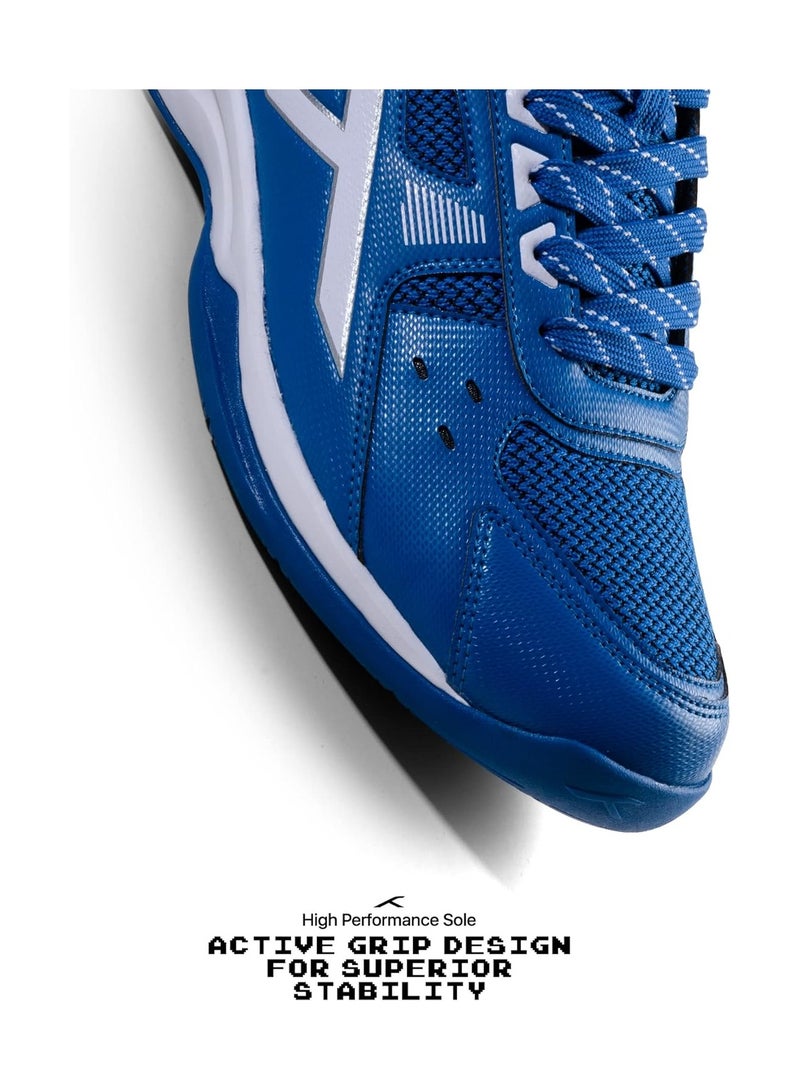 HUNDRED Raze Non-Marking Professional Badminton Shoes for Men (Blue/White, Size: UK 5/US 6/EU 39) | Material Upper: Polyester, Sole: Rubber | Suitable for Indoor Tennis/Squash/Table Tennis/Basketball & Padel - Image 5