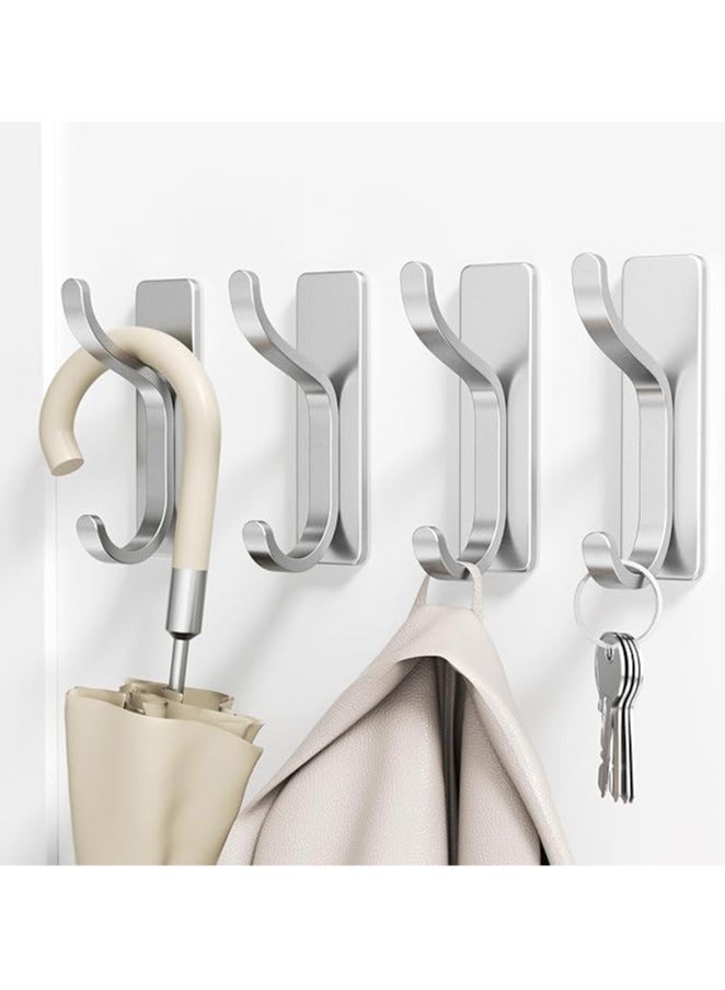 عربست خطافات حائط ذاتية اللصق للتعليق: خطافات فضية عصرية تحمل وزن 13 رطلاً، شماعة حائط وباب لاصقة للمعاطف ومنشفة الاستحمام والحقائب وحقائب الظهر وأدوات الحمام والمطبخ، مصنوعة من الفولاذ المقاوم للصدأ والمعدن، عبوة من 4 قطع - Image 1