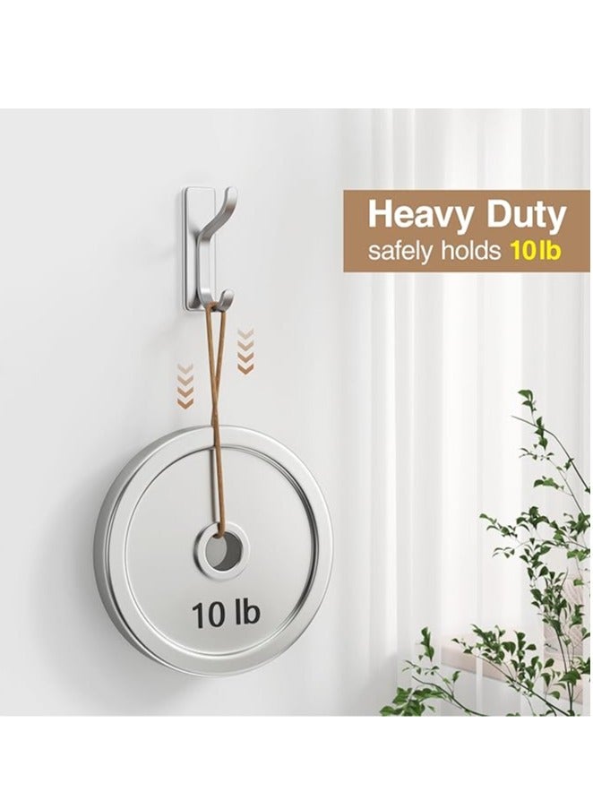 عربست خطافات حائط ذاتية اللصق للتعليق: خطافات فضية عصرية تحمل وزن 13 رطلاً، شماعة حائط وباب لاصقة للمعاطف ومنشفة الاستحمام والحقائب وحقائب الظهر وأدوات الحمام والمطبخ، مصنوعة من الفولاذ المقاوم للصدأ والمعدن، عبوة من 4 قطع - Image 4