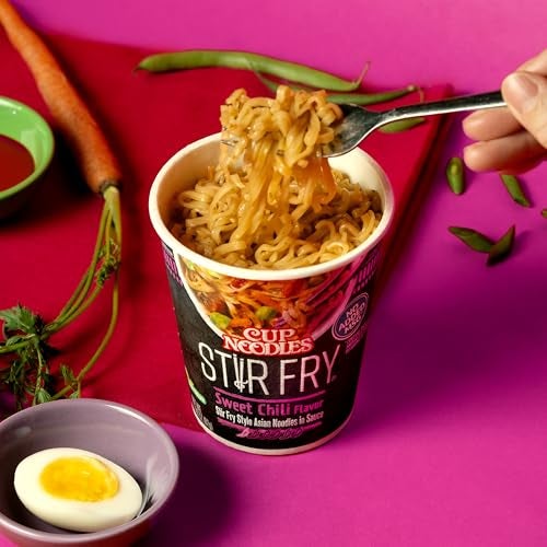 Nissin Cup Noodles Stir Fry Noodles in Sauce, Sweet Chili, 2.89 Ounce (Pack of 6) - Image 4