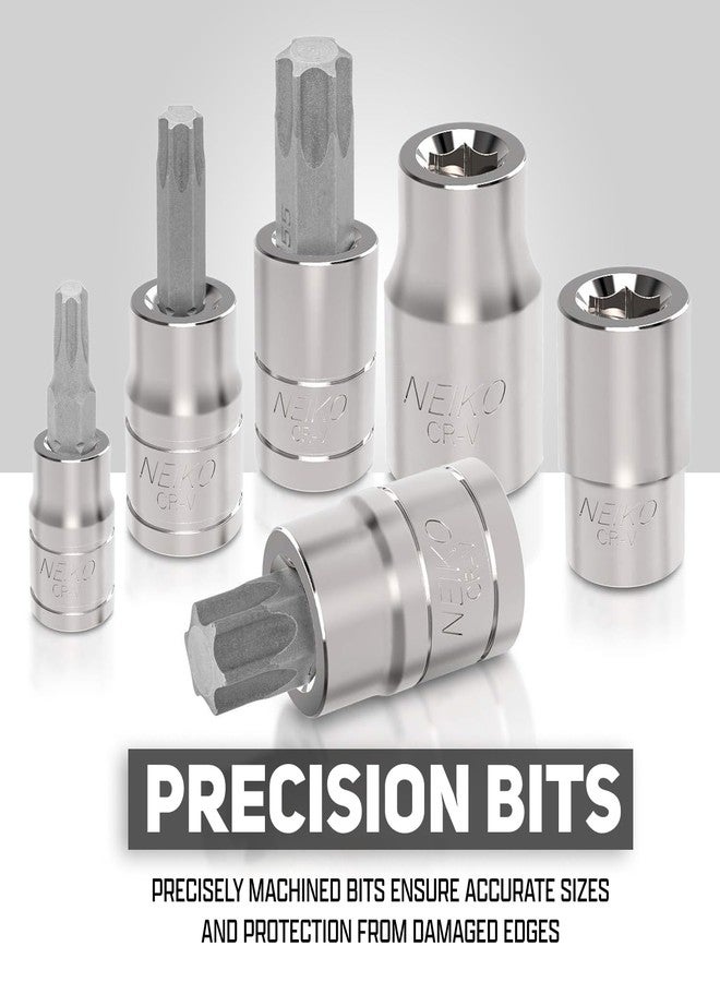 Neiko 10070A Torx Bit Socket and E-Torx Star Socket Set | 35-Piece Set, S2 and Cr-V Steel, 1/4”, 3/8” and 1/2-Inch Drive - Image 3