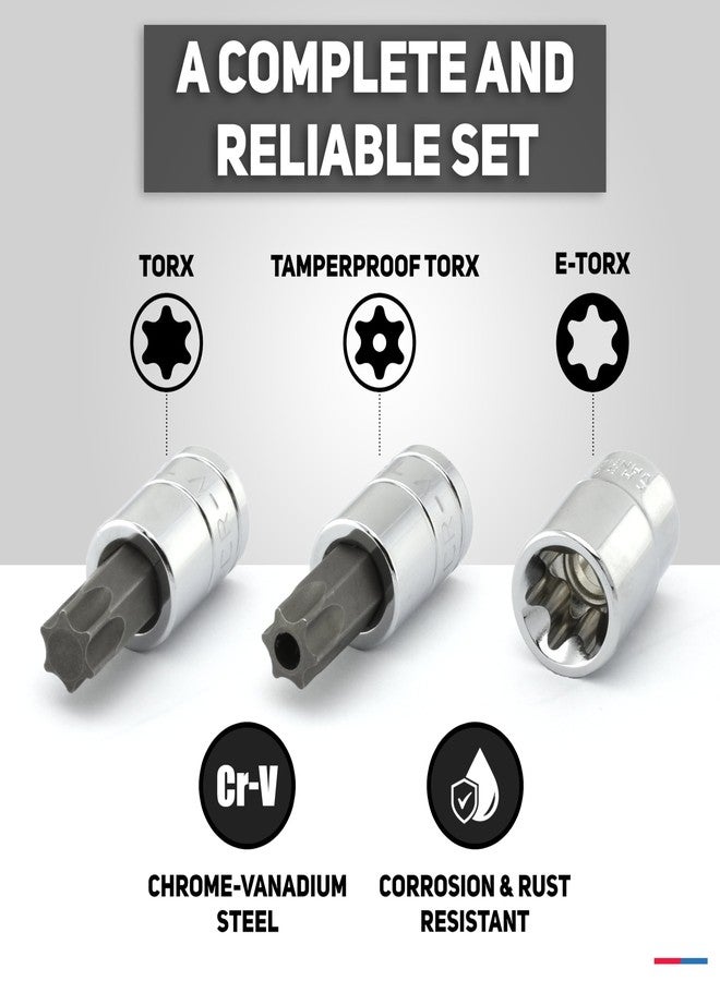 Neiko 10070A Torx Bit Socket and E-Torx Star Socket Set | 35-Piece Set, S2 and Cr-V Steel, 1/4”, 3/8” and 1/2-Inch Drive - Image 5