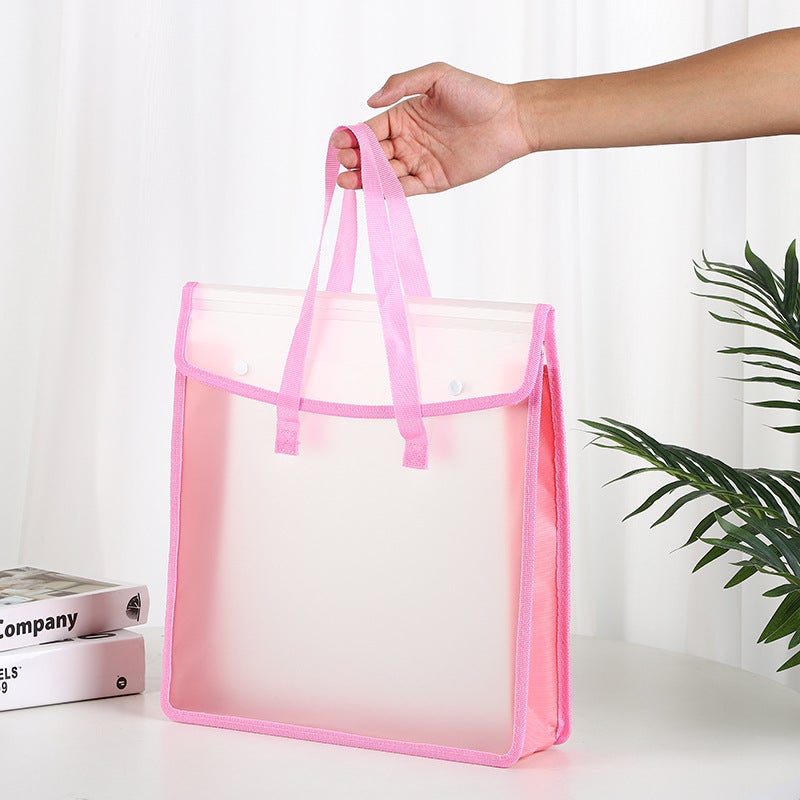 Portable Transparent Canvas Drawing Material Paper Student Data Storage Bag Waterproof Large Capacity A3 Snap File Storage - Image 1