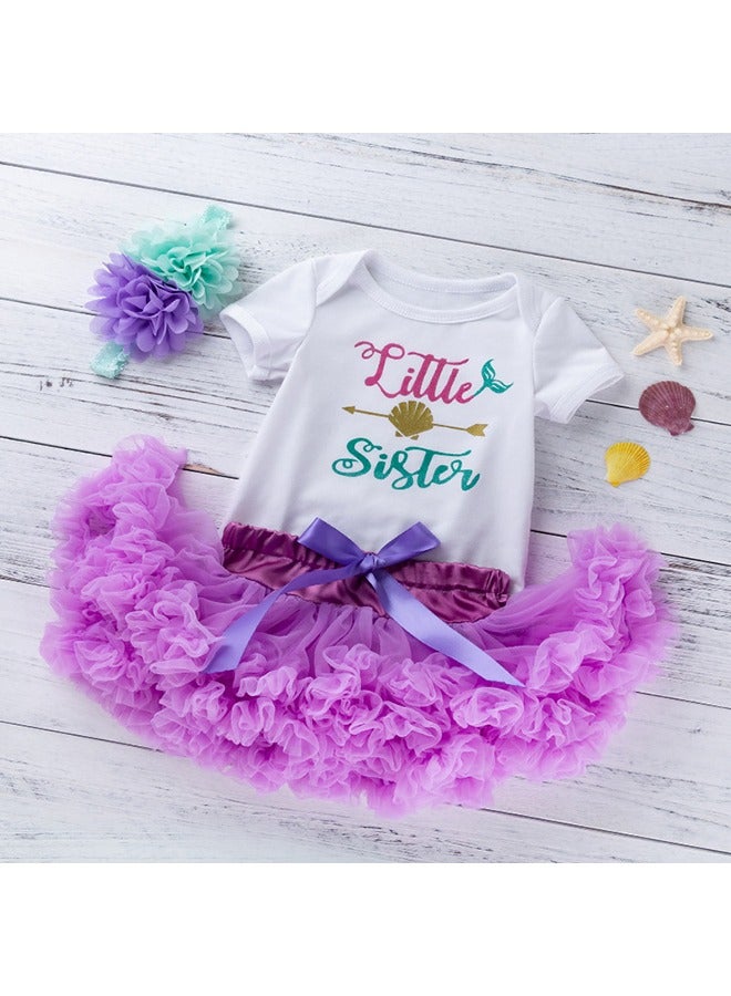 Little Sister Girl Princess Party Costume Dress Baby Purple - Image 1