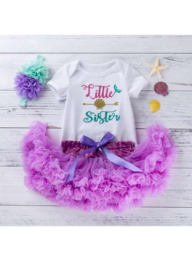 Little Sister Girl Princess Party Costume Dress Baby Purple - Image 2