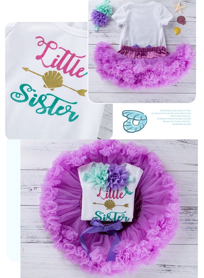 Little Sister Girl Princess Party Costume Dress Baby Purple - Image 3