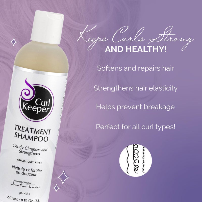 Curl Keeper Treatment Shampoo for Curly Hair, 8 Fl Oz - Daily Hair Shampoo Gently Cleanses & Strengthens All Curl Types - Rebuilds & Restores Damaged Hair - Water Based & Sulfate Free Shampoo - Image 2