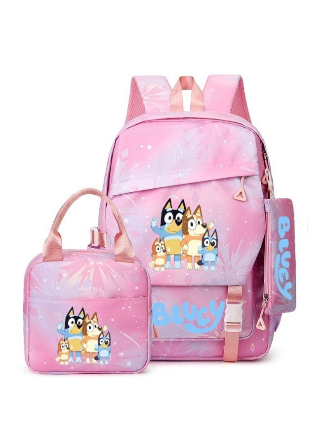 bluey backpack pencil case satchel three-piece suit for primary and middle school students lightweight shoulder outdoor trend backpack - Image 1