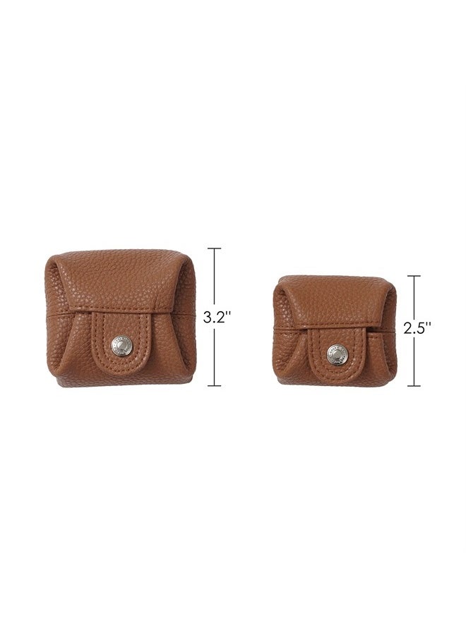 Cockatoo - Genuine Leather Coin Pouch Change Holder Mini Snap Pocket Wallet for Men Women (Set of L&S, Brown) - Image 1