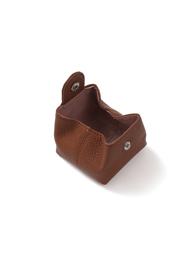 Cockatoo - Genuine Leather Coin Pouch Change Holder Mini Snap Pocket Wallet for Men Women (Set of L&S, Brown) - Image 1