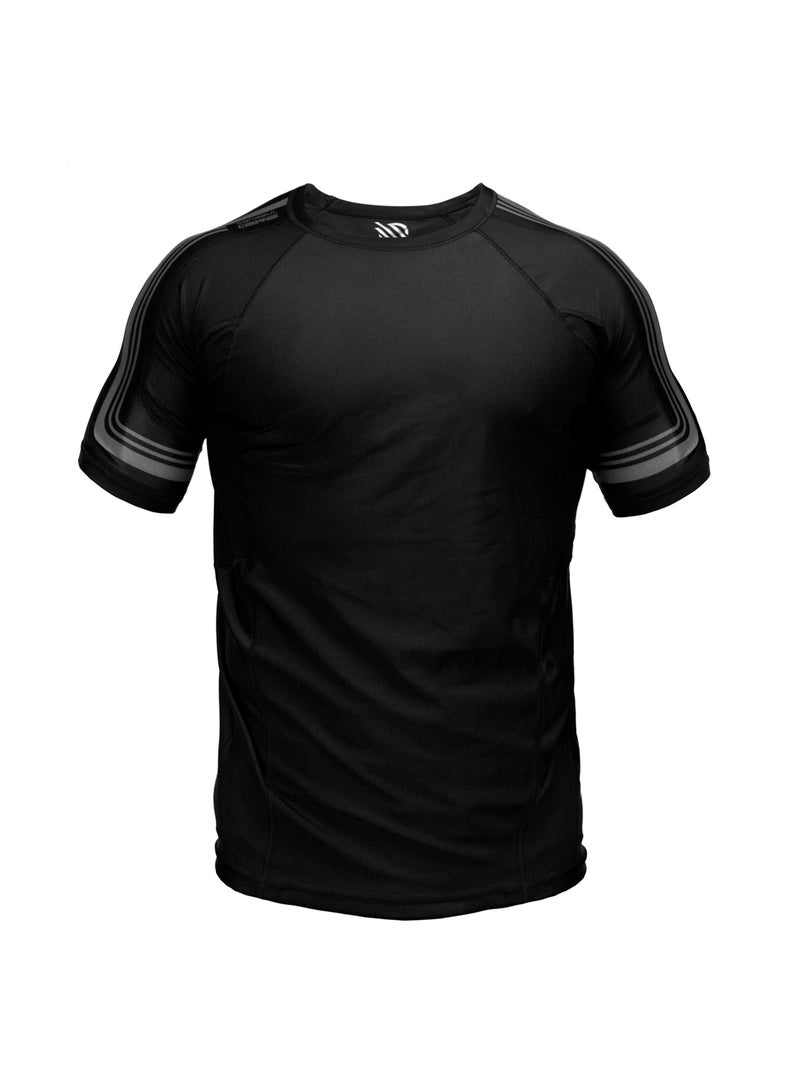 Sanabul Core Short Sleeve Rash Guard â€“ Quick Dry Compression Shirt for Men Black/Gun Metal, MEDIUM - Image 1