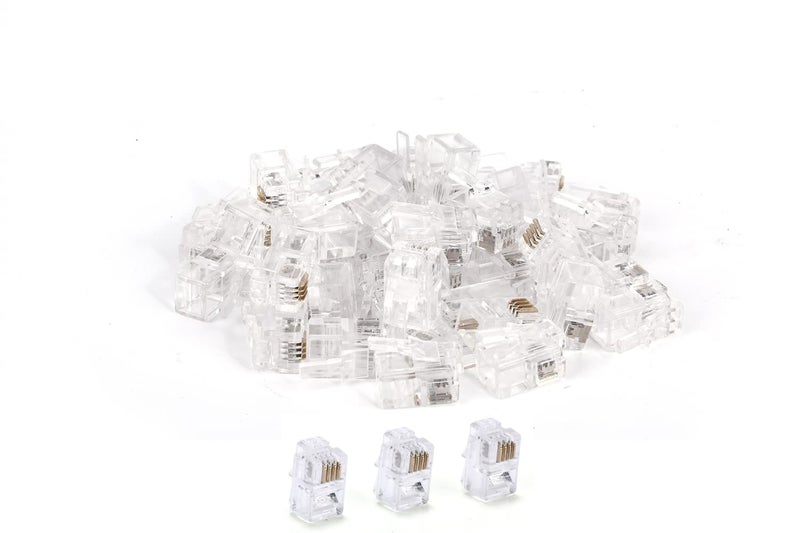 Seefeful 100 PackRJ9 4P4C Phone Modular Telephone Cord Connector Adapter Crimp (4P4C) - Image 1