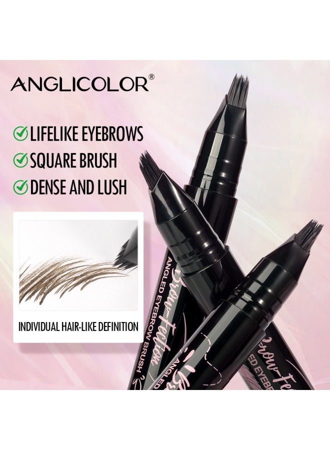 انجلي كولور قلم حواجب أنجليكولور النسائي، قلم حواجب دقيق النحت، قلم حواجب بزاوية مربعة، سهل الاستخدام، مقاوم للماء والتلطخ، شكل حواجب طبيعي وواقعي، يحدد كل شعرة على حدة (#05 أسود) - Image 3