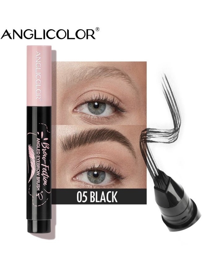 انجلي كولور قلم حواجب أنجليكولور النسائي، قلم حواجب دقيق النحت، قلم حواجب بزاوية مربعة، سهل الاستخدام، مقاوم للماء والتلطخ، شكل حواجب طبيعي وواقعي، يحدد كل شعرة على حدة (#05 أسود) - Image 1