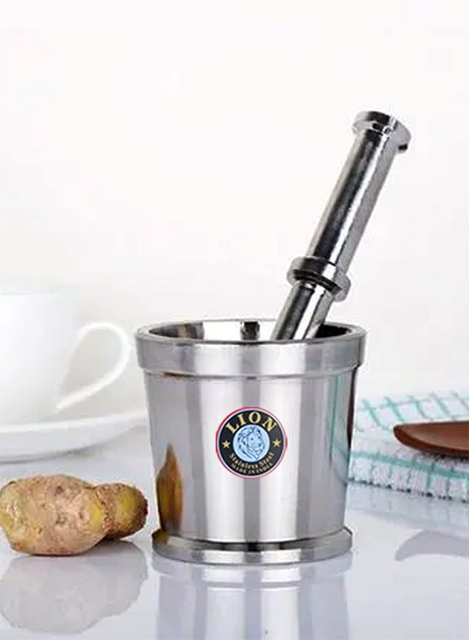 Lion Premium Stainless Steel Mortar & Pestle (Khalbatta) – 8.5 cm Diameter Mortar with 15.5 cm Pestle, Rust-Proof & Chemical-Free, Heavy-Duty Design for Effortless Herb and Spice Crushing, Durable and Long-Lasting Kitchen Essential - Image 3