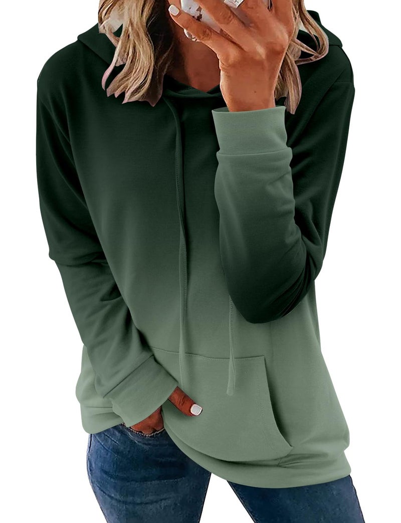 onlypuff Hoodies for Women Tie Dye Hooded Sweatshirts Trendy Teen Girls Fashion Fall Tunic Tops Dressy Shirt GrassGreen 3XL - Image 1