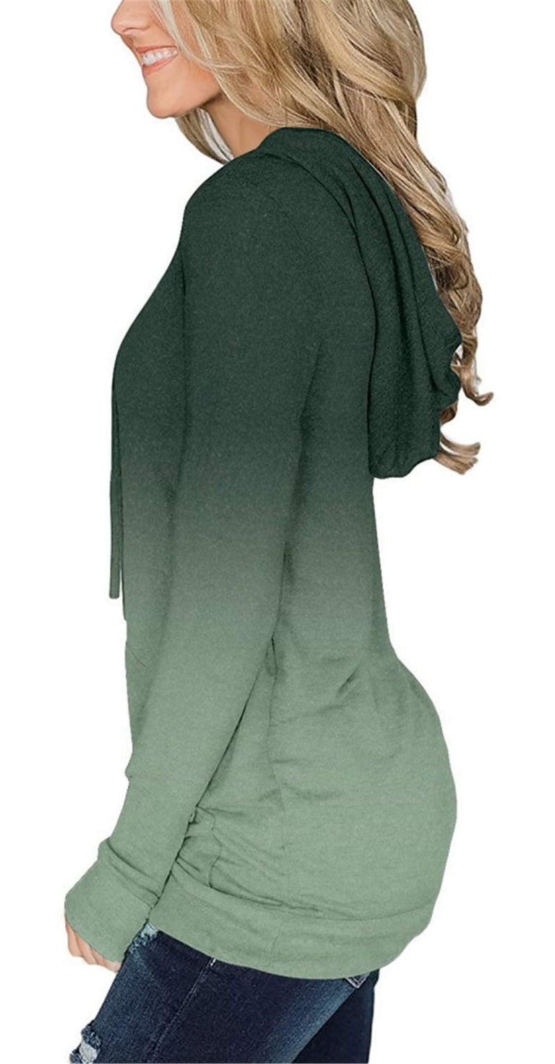 onlypuff Hoodies for Women Tie Dye Hooded Sweatshirts Trendy Teen Girls Fashion Fall Tunic Tops Dressy Shirt GrassGreen 3XL - Image 3