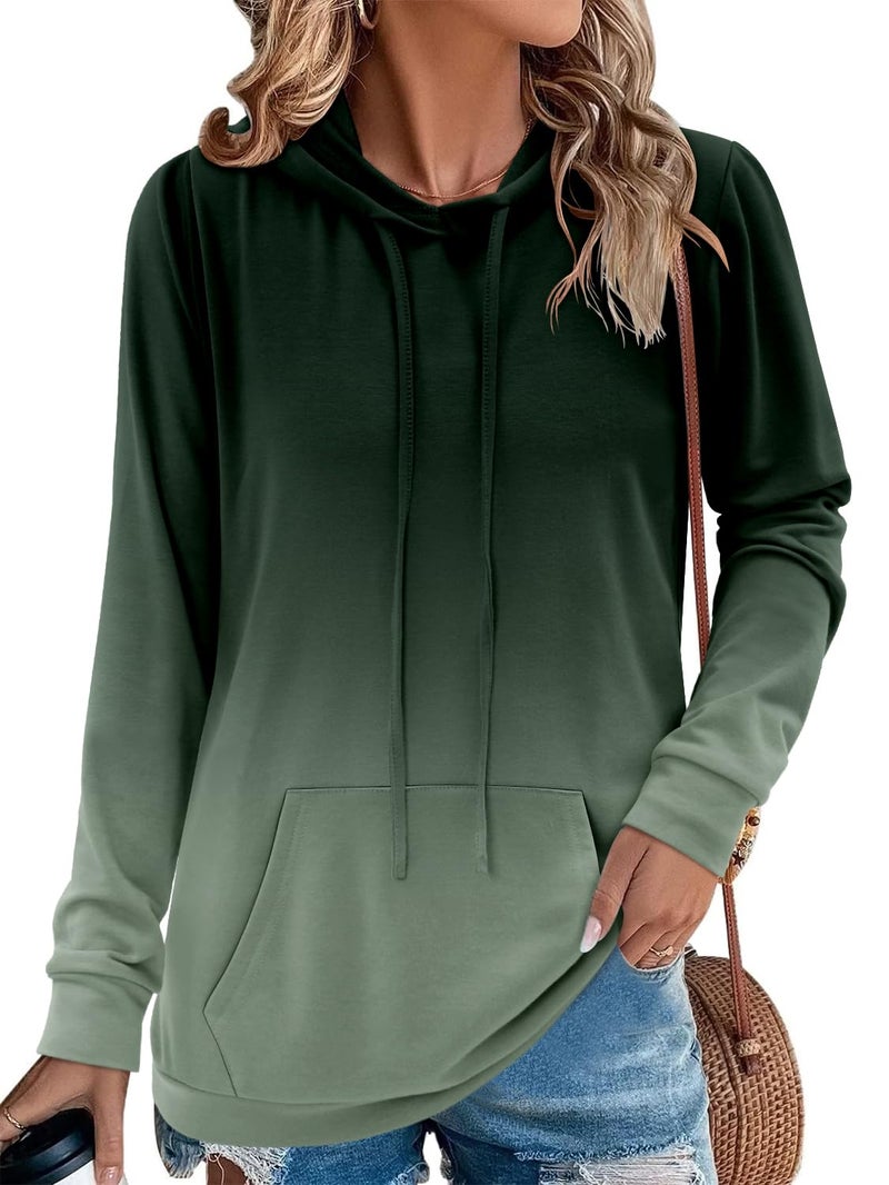 onlypuff Hoodies for Women Tie Dye Hooded Sweatshirts Trendy Teen Girls Fashion Fall Tunic Tops Dressy Shirt GrassGreen 3XL - Image 2