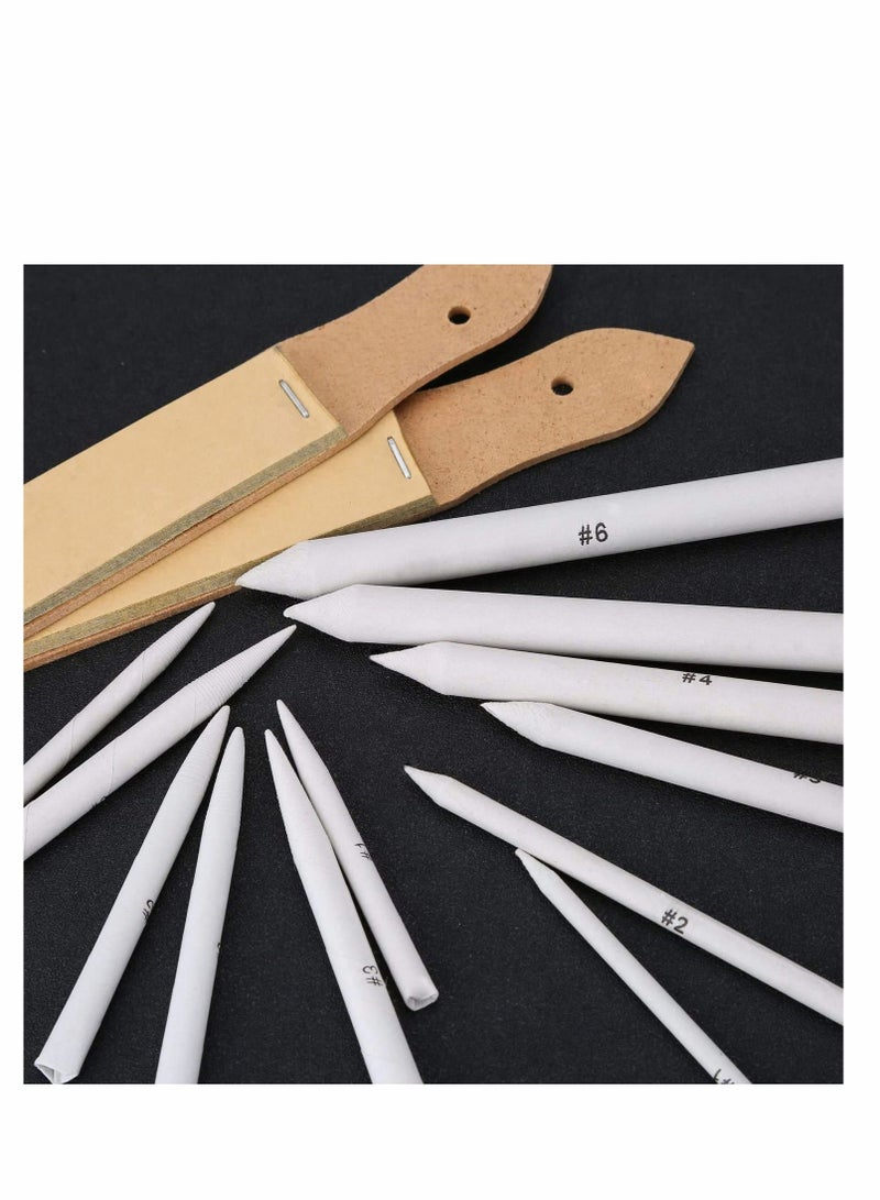 Excefore 12 Pieces Assorted Sized Blending Stumps and Tortillions for Drawing and Sketching with 2 Pieces White Eraser a Felt Bag for Sketch Drawing - Image 3