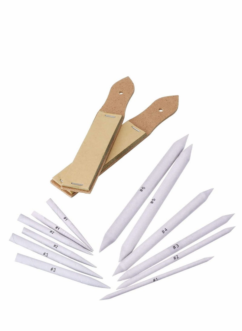 Excefore 12 Pieces Assorted Sized Blending Stumps and Tortillions for Drawing and Sketching with 2 Pieces White Eraser a Felt Bag for Sketch Drawing - Image 2