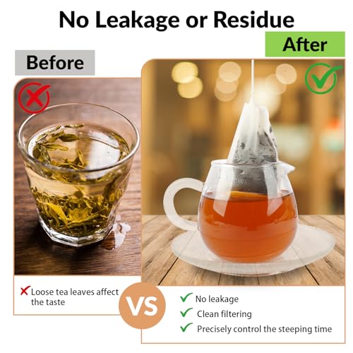 Mkobon 300 Pcs Disposable Tea Bags for Loose Leaf Tea, Unbleached Food-grade Tea Filter Sachets with Drawstring, Empty Tea Infuser Bag for Coffee, Herbs, Spices (3.54" x 2.75") - Image 5