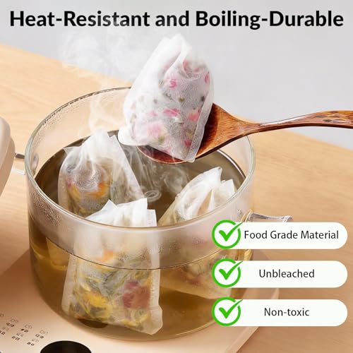 Mkobon 300 Pcs Disposable Tea Bags for Loose Leaf Tea, Unbleached Food-grade Tea Filter Sachets with Drawstring, Empty Tea Infuser Bag for Coffee, Herbs, Spices (3.54" x 2.75") - Image 4