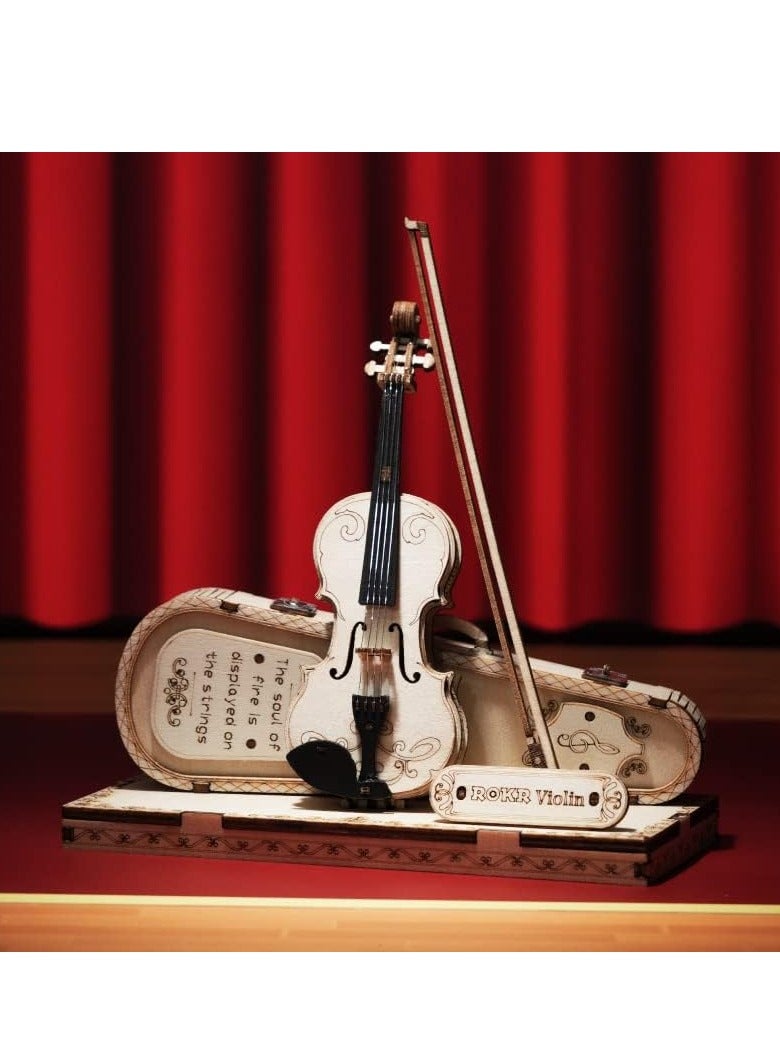 KASTWAVE Wooden 3D Violin Puzzles, Musical Instrument Model Kit 3D Puzzles, Educational Craft Building Toys, Desk Decor/DIY Hobbies/Gifts for Family and Friends, Gifts for Teens and Kids to Build - Image 2