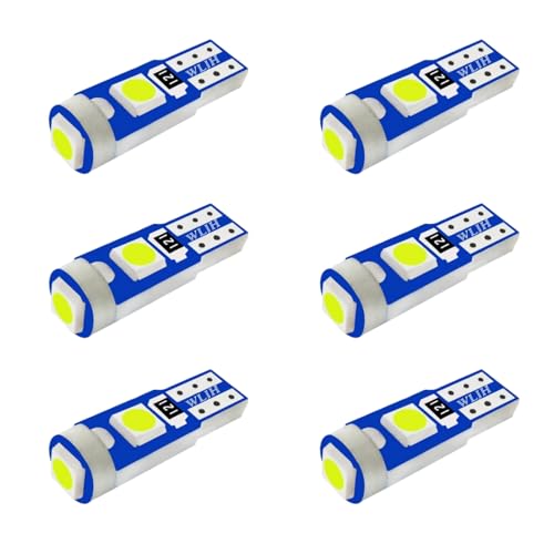 WLJH T5 Led Bulb Canbus Error Free Car Instrument Cluster Dashboard Led Dash Lights Bulb Replacement 74 2721 17 73 74 3030SMD 12V Interior Dome Light (Green,Pack of 6) - Image 1