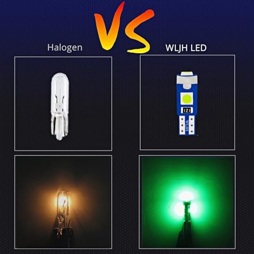 WLJH T5 Led Bulb Canbus Error Free Car Instrument Cluster Dashboard Led Dash Lights Bulb Replacement 74 2721 17 73 74 3030SMD 12V Interior Dome Light (Green,Pack of 6) - Image 2
