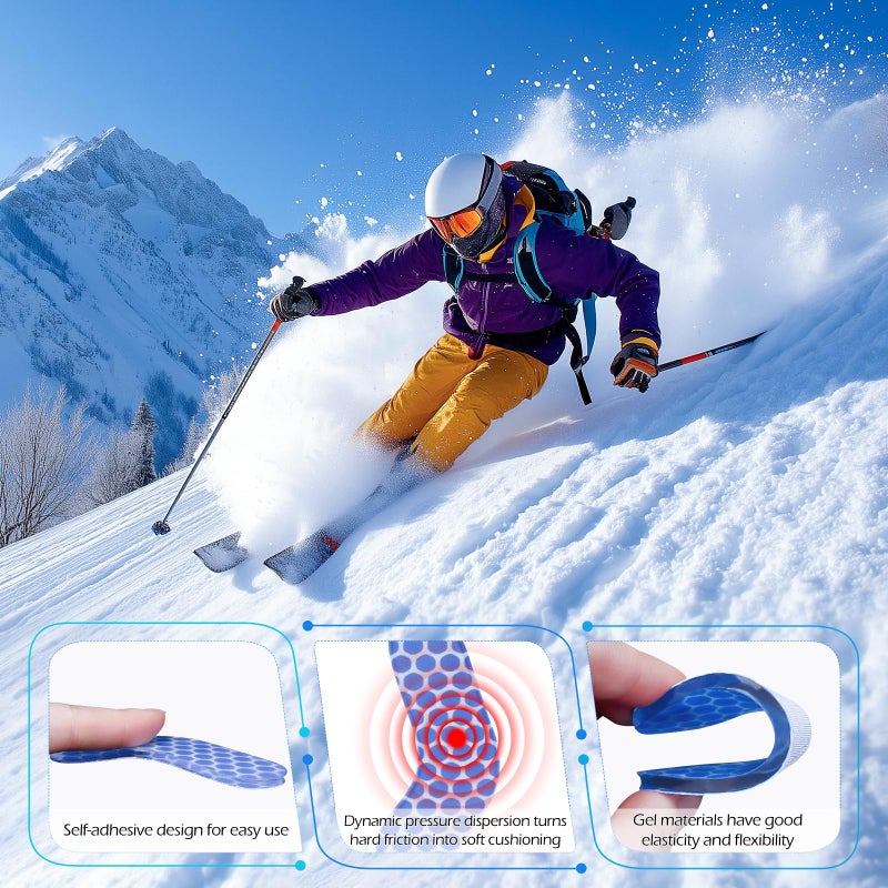 YIBOBO 12 Pack Ski & Snowboard Boot Gel Pads â€“ 4.3mm Thick Self-Adhesive Inserts to Reduce Heel Lift, Pressure & Blisters - Image 3