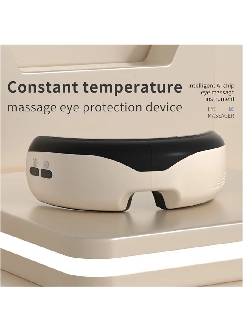 Hihonor Eye Massager with Heat and Cooling for Migraines, Dry Eyes, Dark Circles, Rechargeable Bluetooth Music Heat Cold Eye Massager Improve Sleeping - Great Gifts for Woman and Man (Beige)  - Image 4