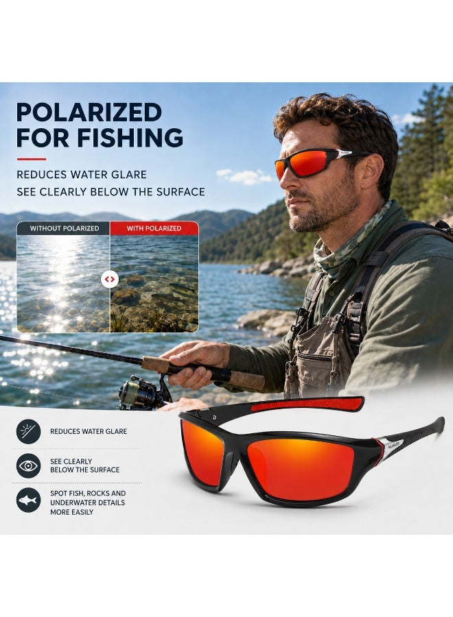 Polarized Sports Sunglasses for Men, UV400 Anti-Glare Eyewear for Fishing, Cycling, Driving, Hiking, Outdoor Activities — Lightweight TR90 Frame - Image 2