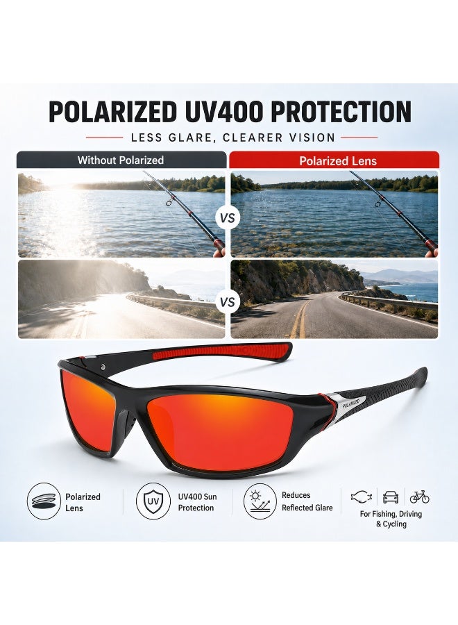 Polarized Sports Sunglasses for Men, UV400 Anti-Glare Eyewear for Fishing, Cycling, Driving, Hiking, Outdoor Activities — Lightweight TR90 Frame - Image 3