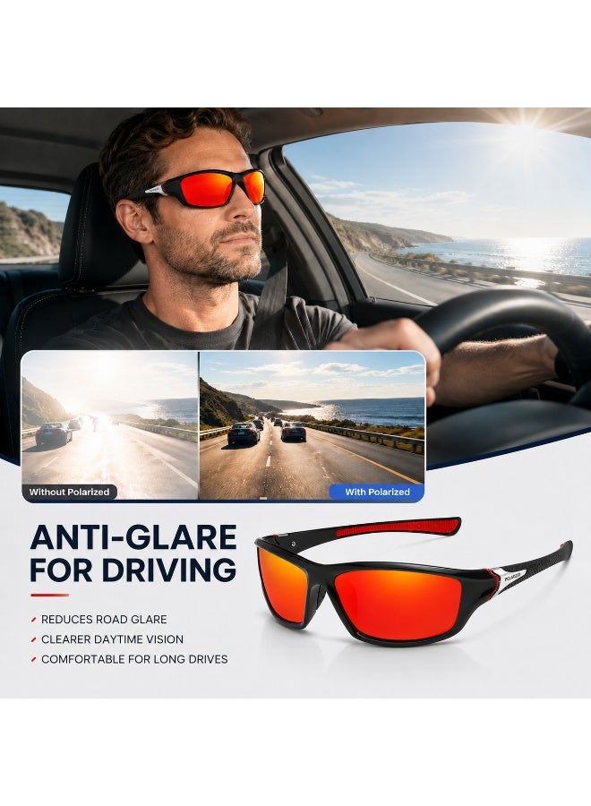 Polarized Sports Sunglasses for Men, UV400 Anti-Glare Eyewear for Fishing, Cycling, Driving, Hiking, Outdoor Activities — Lightweight TR90 Frame - Image 4