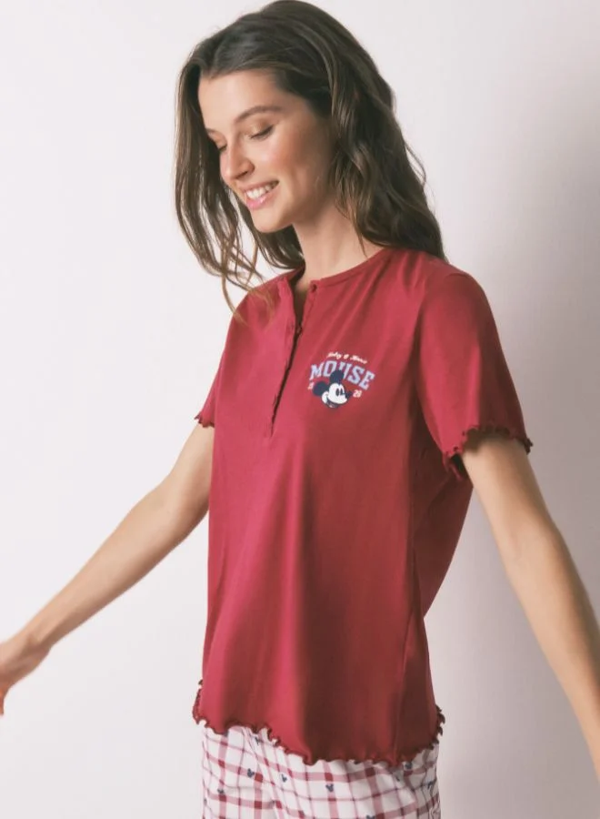 women'secret Red Mickey Cotton Short Pyjamas
